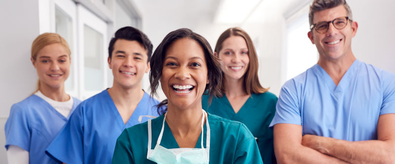 group of smiling nurses